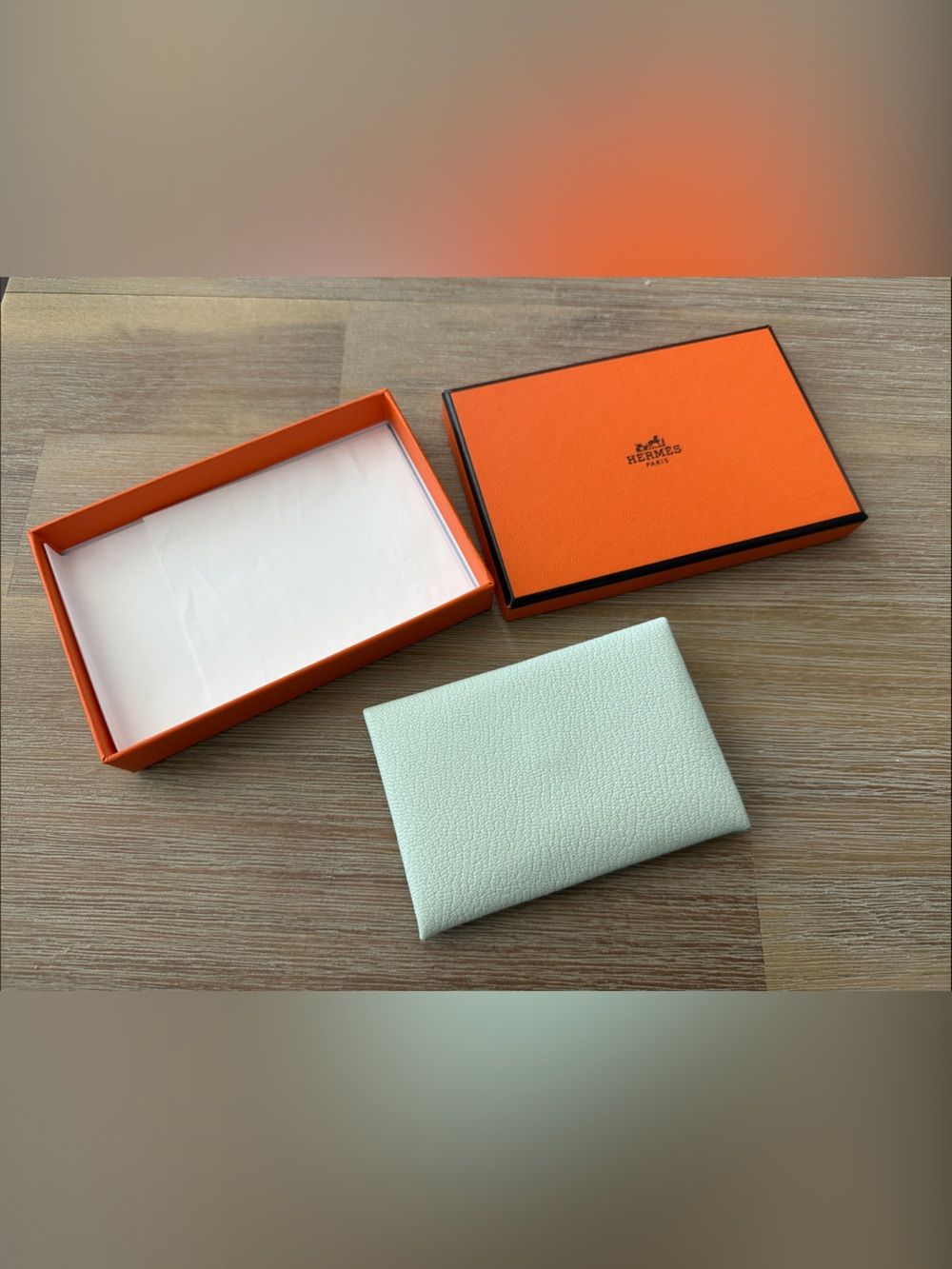Hermes Calvi Verso Card Holder fizz/bleu zéphyr - Picture 1 of 6